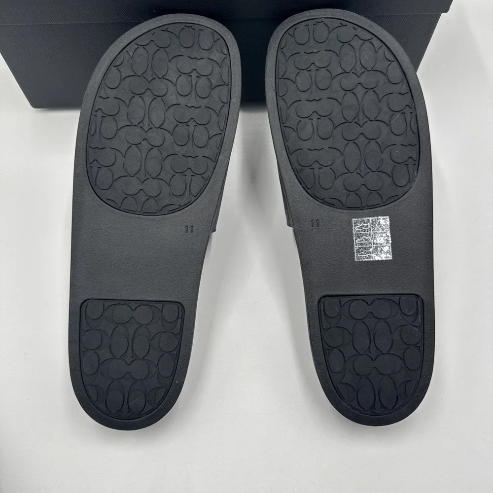 Coach FG2402 Signature PVC Slide Sandals Black Men's Size 11 D New in Box